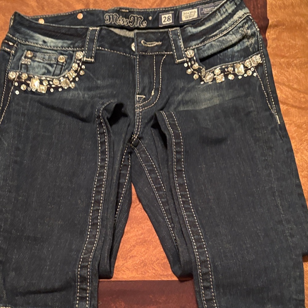 Miss Me Women's Dark Blue Embellished Skinny Jeans
